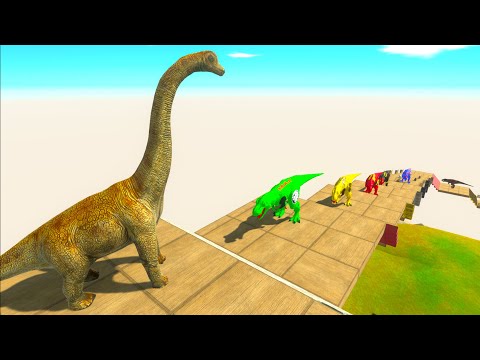 BRACHIOSAURUS vs CARNIVORE DINOSAURS DEATH FALL - Animal Revolt Battle Simulator