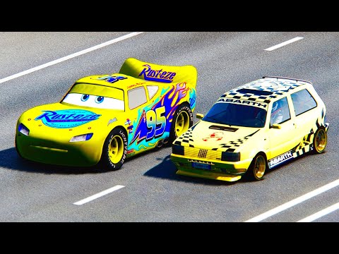Lightning McQueen Yellow Bird Edition vs Fiat Uno Turbo EVO 2 - Drag Race 20 KM