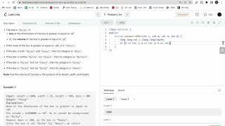 YouTube video '2525 Categorize Box According to Criteria | LeetCode | C++'