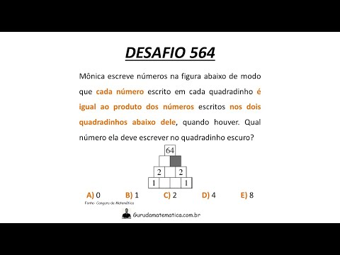 DESAFIO 564 - QUAL NÚMERO DEVE SER ESCRITO NO QUADRADINHO ESCURO? (www.gurudamatematica.com.br)