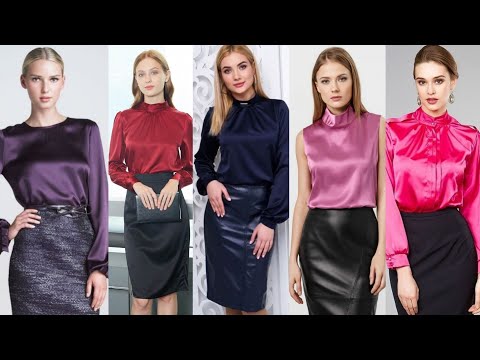 satin/silk blouses outfits ideas for women's#office...