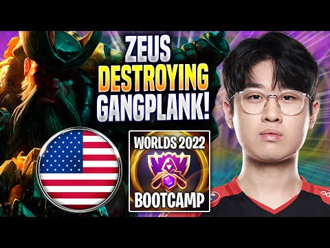 ZEUS DESTROYING WITH GANGPLANK! - T1 Zeus Plays Gangplank TOP vs Jax! | Bootcamp 2022