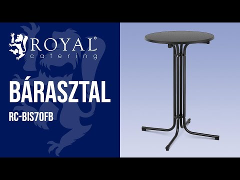 Videó - Bárasztal - Ø 70 cm - összecsukható - fekete