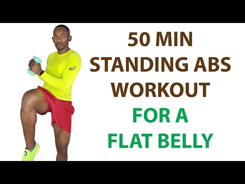 Learn 50 Minute Standing Abs Workout For Flat Belly with Dumbbells Burn 400 Calories Mind Luster