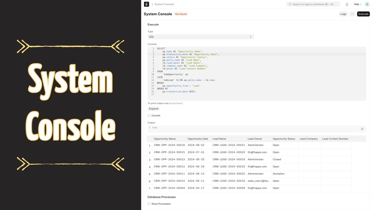 Exploring the System Console in ERPNext | Frappe