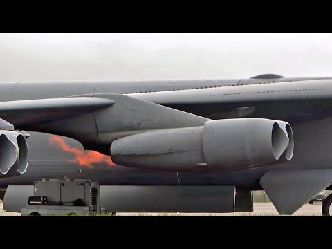 🇺🇸 B-52 Flaming Start Up And Departure RAF Fairford 04/04/22