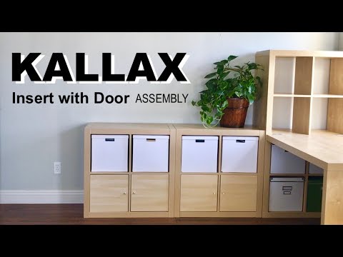 Part of a video titled How to Assemble the IKEA Kallax Insert with Door - YouTube