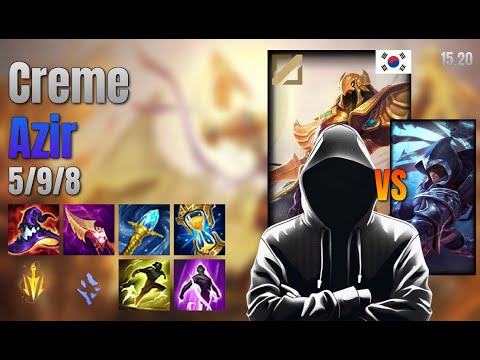 Creme Mid Azir vs Talon lol KR solo rank Full Game 15.20 | Creme 아지르 vs 탈론