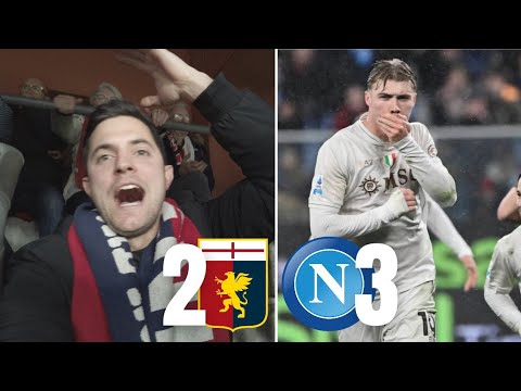 GENOA-NAPOLI 2-3  SCONFITTA ASSURDA RIGORE AL 95' BASTA!!!!! REACTION LIVE DALLO STADIO!!