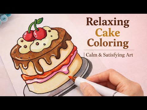 Relaxing Cake Coloring 🎂 | Calm & Satisfying Art | Akira tinydoodles