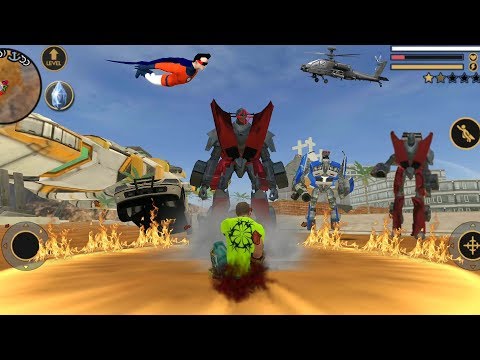 Vegas Crime Simulator (Vegas Hero Fight Red Car Robot)Vegas Hero on fire ring  - Android Gameplay HD