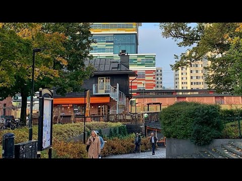 Stockholm Walks: Sollentuna. Train station towards center in suburb. Lovely light on an ordinary day