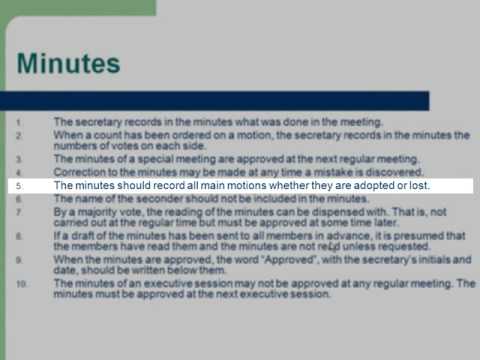 Roberts Rules of Order: Minutes: 16