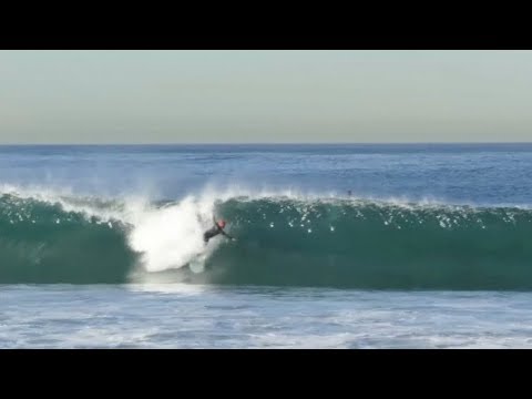 Swellmagnet.com - Mike Durand Gets Drilled on a Late Take off Surfing El Porto