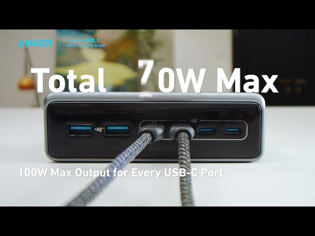 منصة شحن متعددة المنافذ بقوة 200 واط 6 منافذ - اسود - انكر