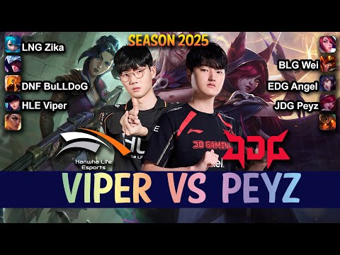 JDG Peyz vs HLE Viper - Peyz XAYAH vs Viper CAITLYN ADC - Patch 15.7 KR Ranked | lolrec