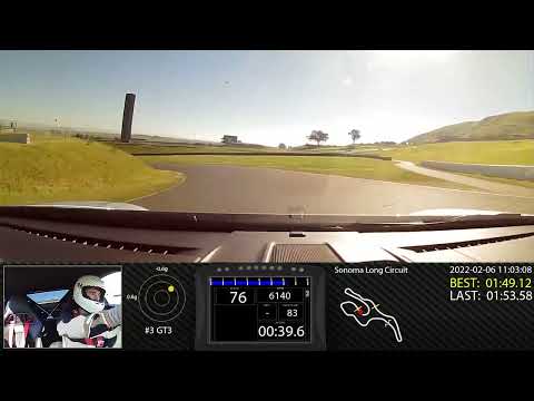1:47.0 lap at Sonoma Raceway in a 991.1 GT3