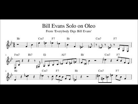 Bill Evans Solo on Oleo - Piano Transcription (Sheet Music in Description)