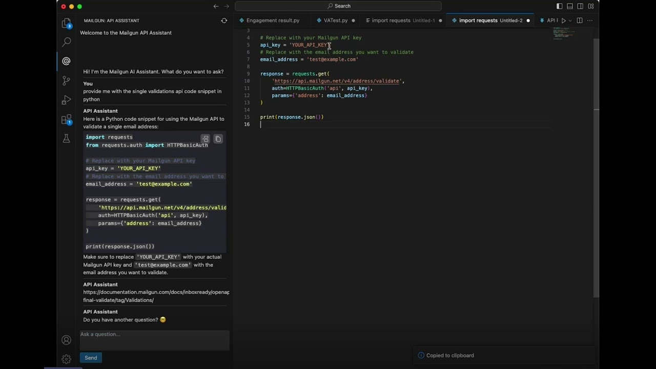 Mailgun virtual email assistant demo