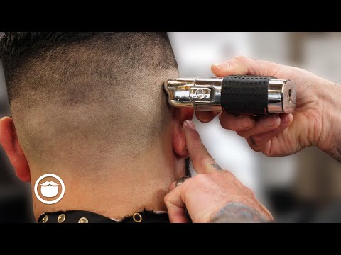 Slicked Back Fade Haircut & Crispy Beard Trim | The...