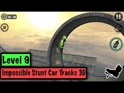 Impossible Stunt Car Tracks 3D Level 9 new green car : Stunt Driving GamePlay