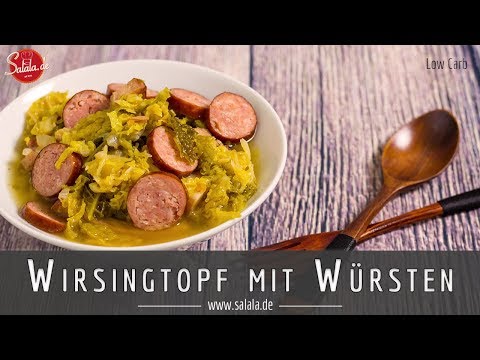 Wirsingtopf mit polnischen Würsten Rezept Low Carb ohne Mehl ohne Kartoffel glutenfrei salala.de