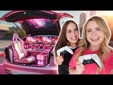 WE BUILT A SECRET GAMING ROOM IN MY CAR!