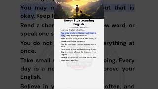 Never Stop Learning English  💪✨ | Keep Going, Keep Growing | #easyenglish #englishforbeginners