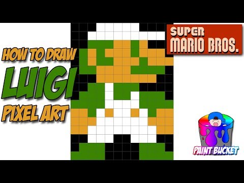 How to Draw Luigi - Super Mario Bros 8-Bit Pixel Art Drawing Tutorial