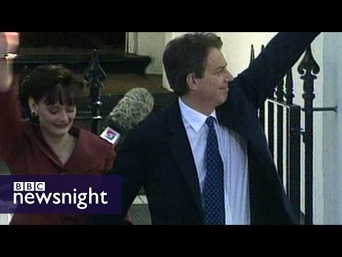 Tony Blair wins landslide general election win for Labour (1997) - Newsnight archives