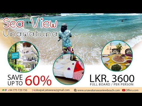 Enjoy at Unawatuna beach, Sea view beach hotel, Full board Room, LKR.3600.00.