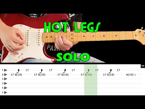 HOT LEGS - Guitar lesson - Guitar solo (with tabs) - Rod Stewart - fast & slow