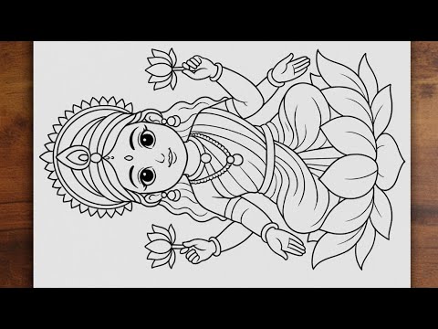 Maa Laxmi drawing l How to draw lakshmi mata easy drawing l Very easy Laxmi goddess drawing l chitra