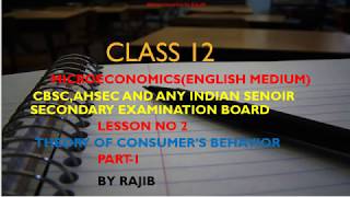 Theory of Consumer's Behaviour of microeconomics of class-12, English mediumPart-I, for CBSE, AHSEC.