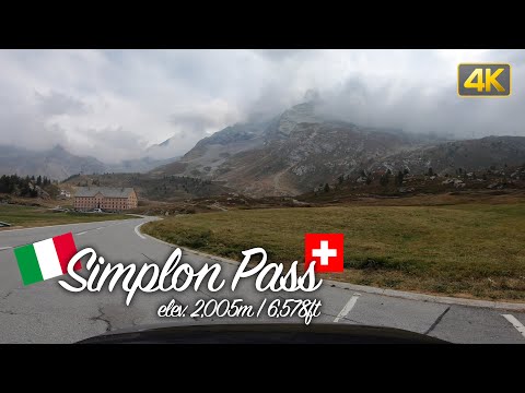 Driving the Simplon Pass from Domodossola Italy to Brig Switzerland