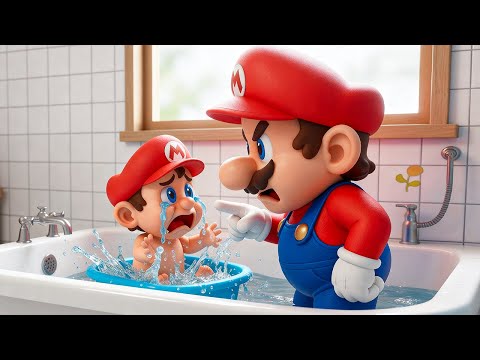 Baby Mario Cries During Bath Time! 😂🛁 Super Mario Odyssey Story