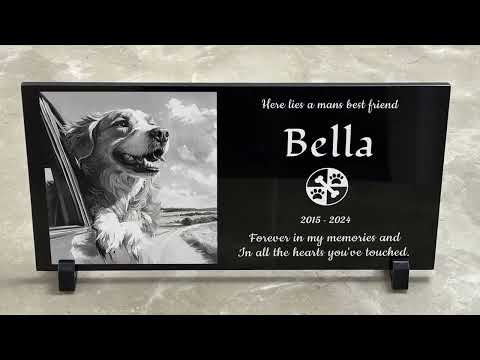 Pet Memorial Stones, Personalized Memorial Plaque for Dog Cat Black Granite Custom Pets Headstone