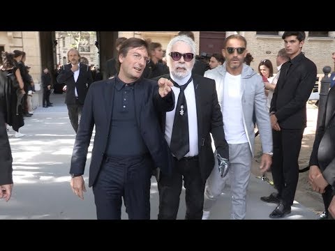 Karl Lagerfeld at the Dior Homme Menswear SS 2019 Fashion Show in Paris