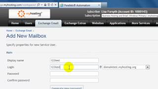 Add a new mailbox to your myhosting.com Mobile Email Exchange Account