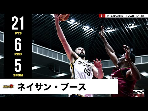 【プレーまとめ】仙台#45 ネイサン・ブース|第16節GAME1|1.4.2025 プロバスケ (Bリーグ)