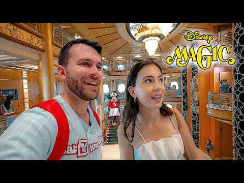 Boarding Disney's FIRST Cruise Ship | The Disney Magic | Sail Away Room Tour & Rapunzel’s Dinner