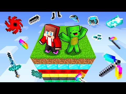 Mikey and JJ One Chunk, But it Rains OP Items in Minecraft (Maizen)