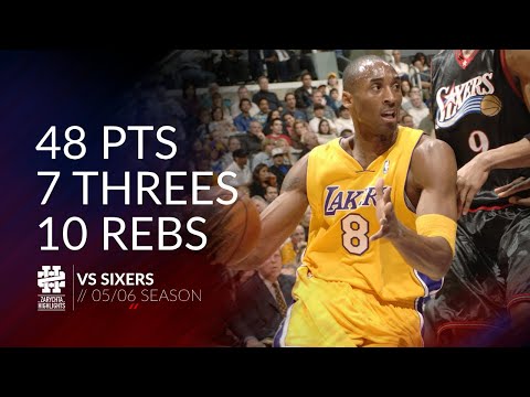 Kobe Bryant 48 pts 7 threes 10 rebs vs Sixers 05/06 season