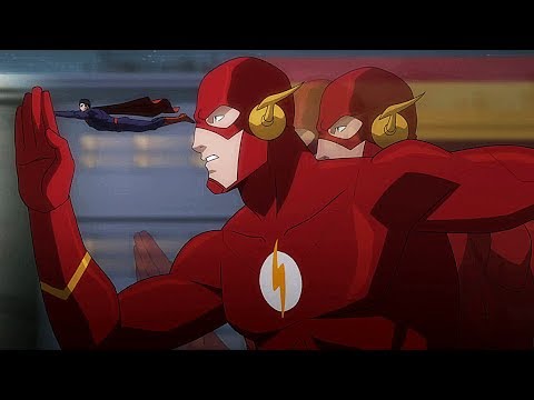 Flash and Superman run away from Omega-Rays | Justice League: War