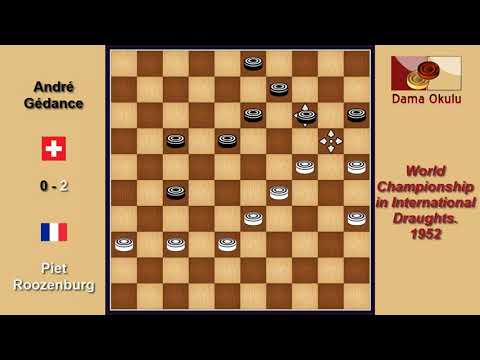 Piet Roozenburg (NLD) - André Gédance (SUI). Draughts World Championship. 1952.