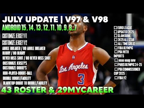 Mise à jour de juillet pour NBA2K26 V97 et V98 : liste des joueurs du mod 43 de NBA2K20 par Rj2k