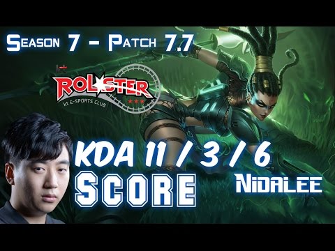 KT Score NIDALEE vs LEE SIN Jungle - Patch 7.7 KR Ranked