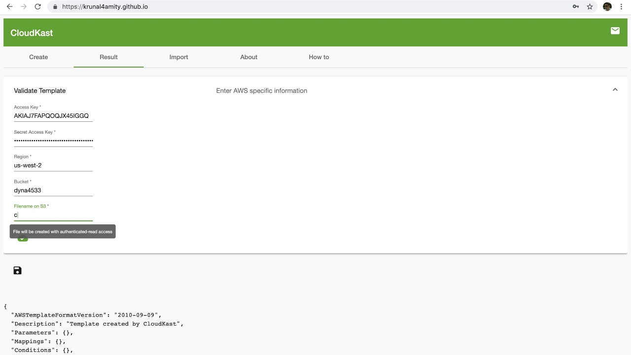 How to validate CloudFormation template using CloudKast