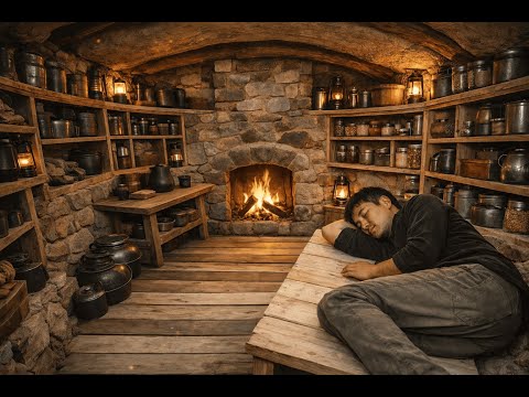 Building a Cozy Survival Shelter from Stone and Wood