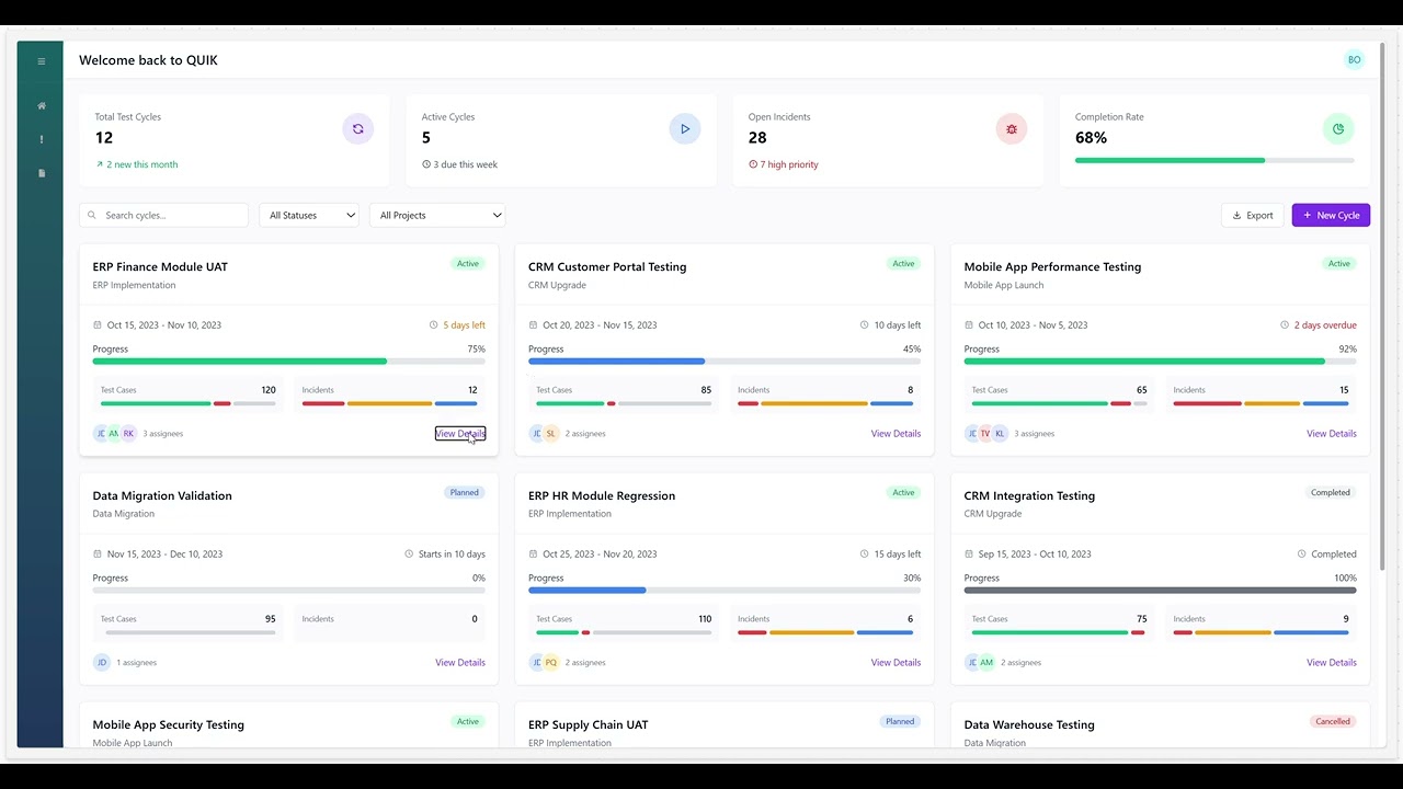 Orquestração de Testes - QUIK-4